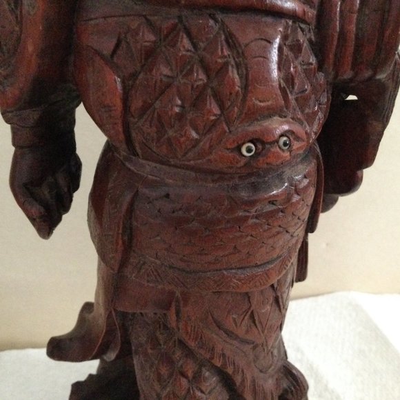 Chinese Hard Wood Carved Guan Gong Yu Warrior Statue Figurine decoration 12" tal - Picture 6 of 14